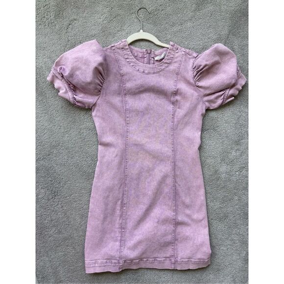 NWOT Hyacinth House LILAC STRETCH DENIM JUNIPER MINI DRESS, XS $160 - Picture 3 of 8